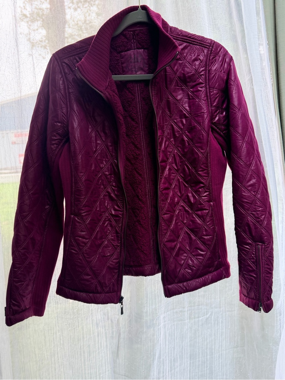 Prana Quilted Zip Jacket in Deep Plum